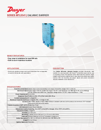 Thumbnail of document Data Sheet - MTL5541 Galvanic barrier